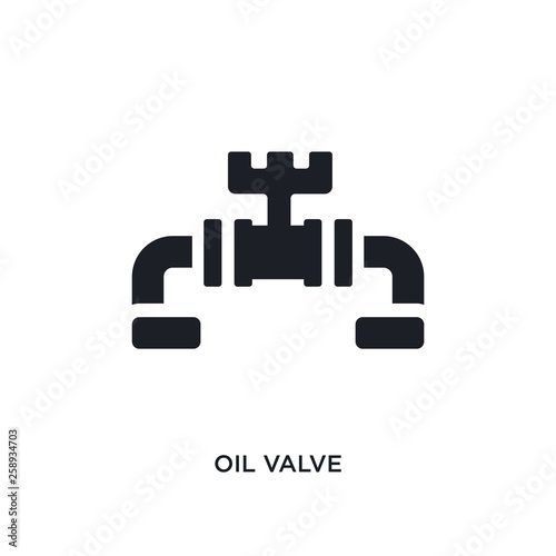 black oil valve isolated vector icon. simple element illustration from industry concept vector icons. oil valve editable logo symbol design on white background. can be use for web and mobile © zaurrahimov