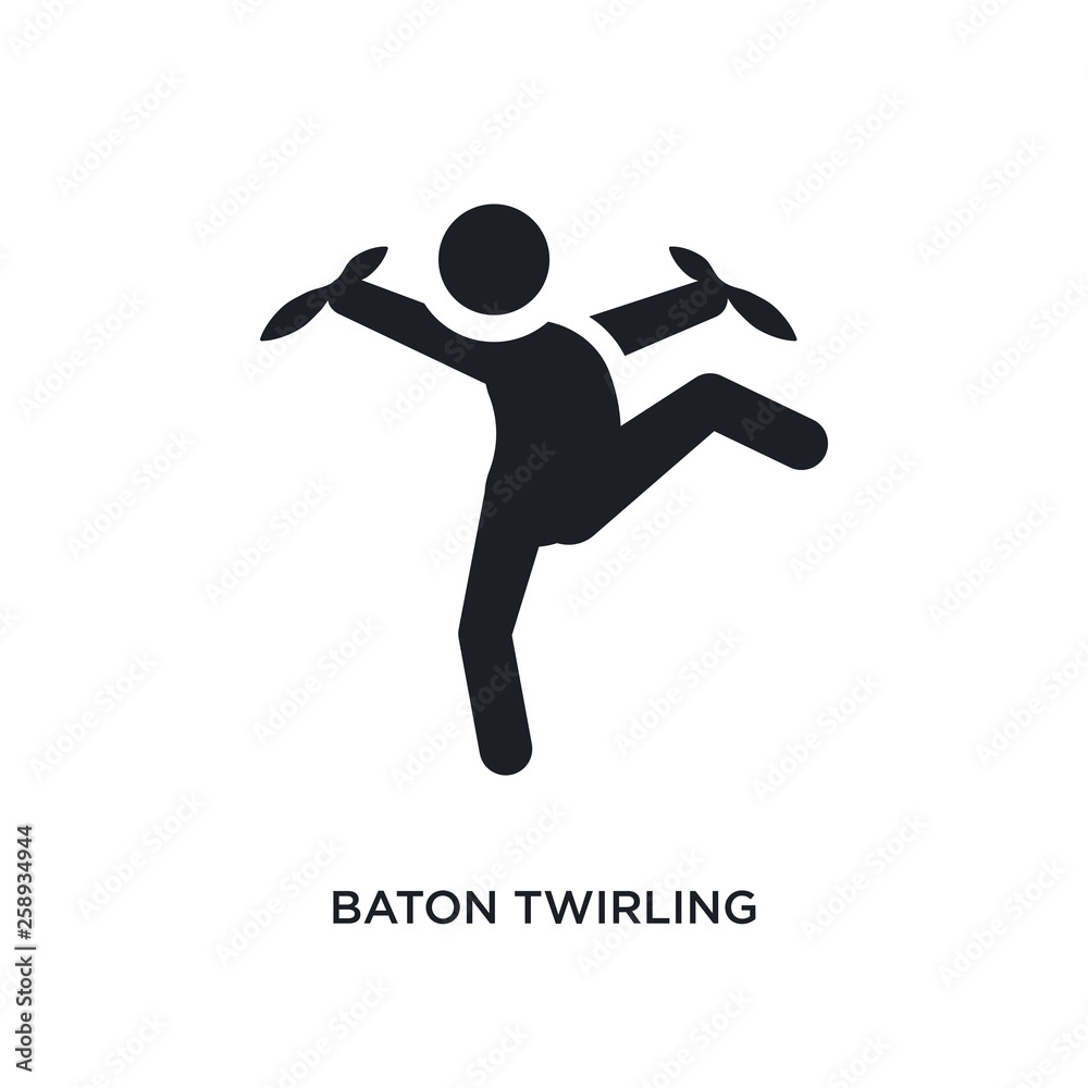 black baton twirling isolated vector icon. simple element illustration from sport concept vector icons. baton twirling editable logo symbol design on white background. can be use for web and mobile black baton twirling isolated vector icon. simple element illustration from sport concept vector icons. baton twirling editable logo symbol design on white background. can be use for web and mobile