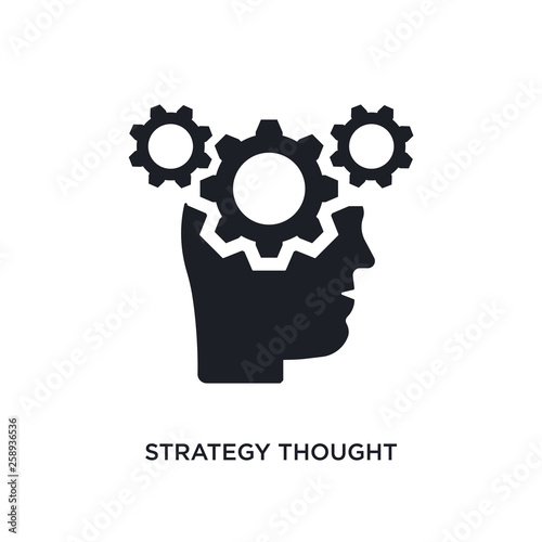 black strategy thought isolated vector icon. simple element illustration from startup stategy and concept vector icons. strategy thought editable logo symbol design on white background. can be use