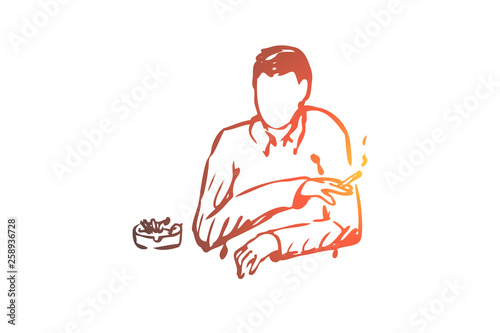 Smoking, tobacco, cigarette, addiction, health concept. Hand drawn isolated vector.