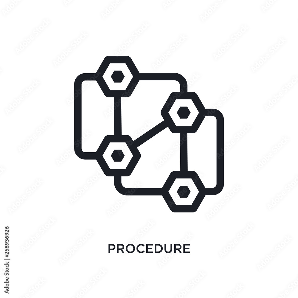 black procedure isolated vector icon. simple element illustration from startup concept vector icons. procedure editable logo symbol design on white background. can be use for web and mobile black procedure isolated vector icon. simple element illustration from startup concept vector icons. procedure editable logo symbol design on white background. can be use for web and mobile