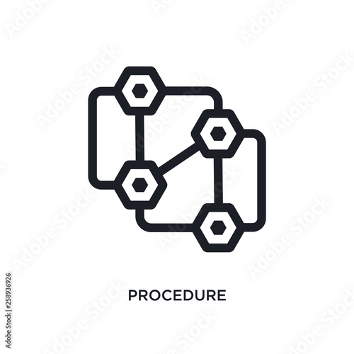 black procedure isolated vector icon. simple element illustration from startup concept vector icons. procedure editable logo symbol design on white background. can be use for web and mobile