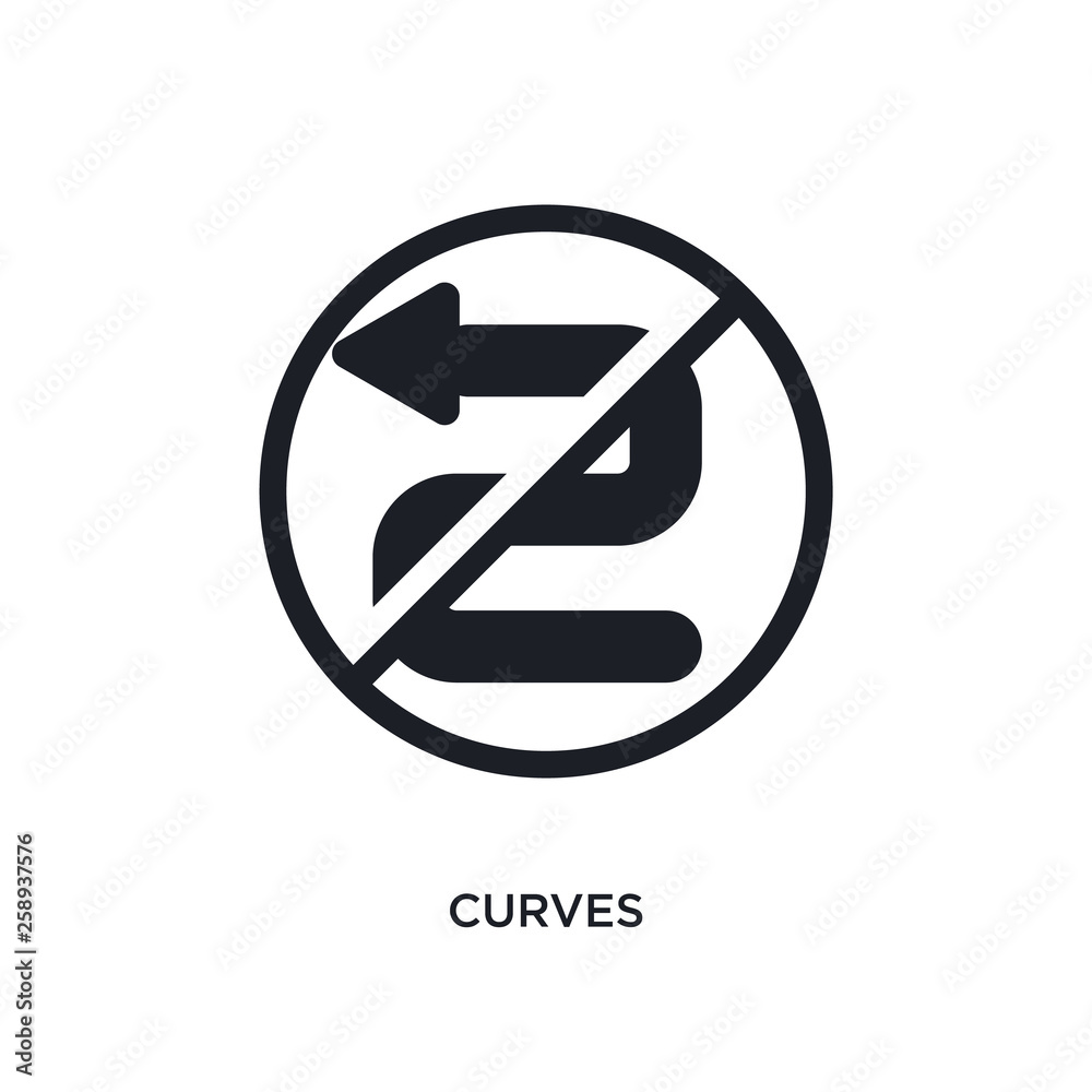 black curves isolated vector icon. simple element illustration from traffic signs concept vector icons. curves editable logo symbol design on white background. can be use for web and mobile black curves isolated vector icon. simple element illustration from traffic signs concept vector icons. curves editable logo symbol design on white background. can be use for web and mobile