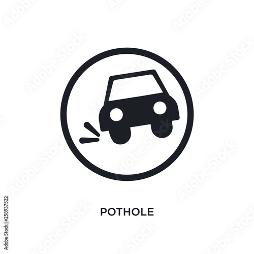 black pothole isolated vector icon. simple element illustration from traffic signs concept vector icons. pothole editable logo symbol design on white background. can be use for web and mobile