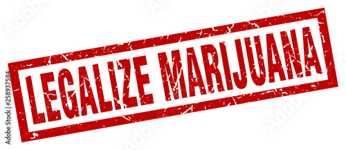 square grunge red legalize marijuana stamp