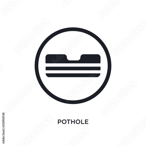 black pothole isolated vector icon. simple element illustration from traffic signs concept vector icons. pothole editable logo symbol design on white background. can be use for web and mobile