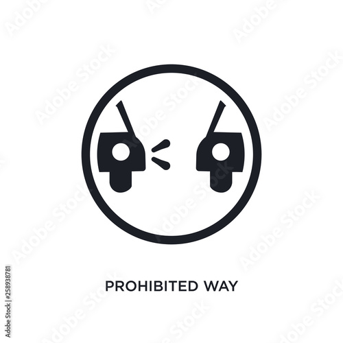 black prohibited way isolated vector icon. simple element illustration from traffic signs concept vector icons. prohibited way editable logo symbol design on white background. can be use for web and