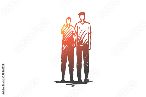 Child, disabled, handicapped, care, young concept. Hand drawn isolated vector.