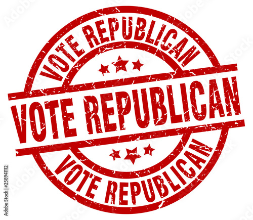 vote republican round red grunge stamp