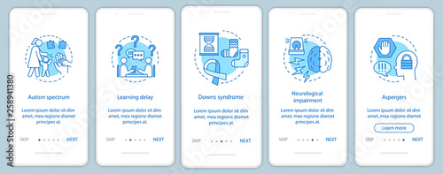 Child disorders onboarding mobile app page screen vector template