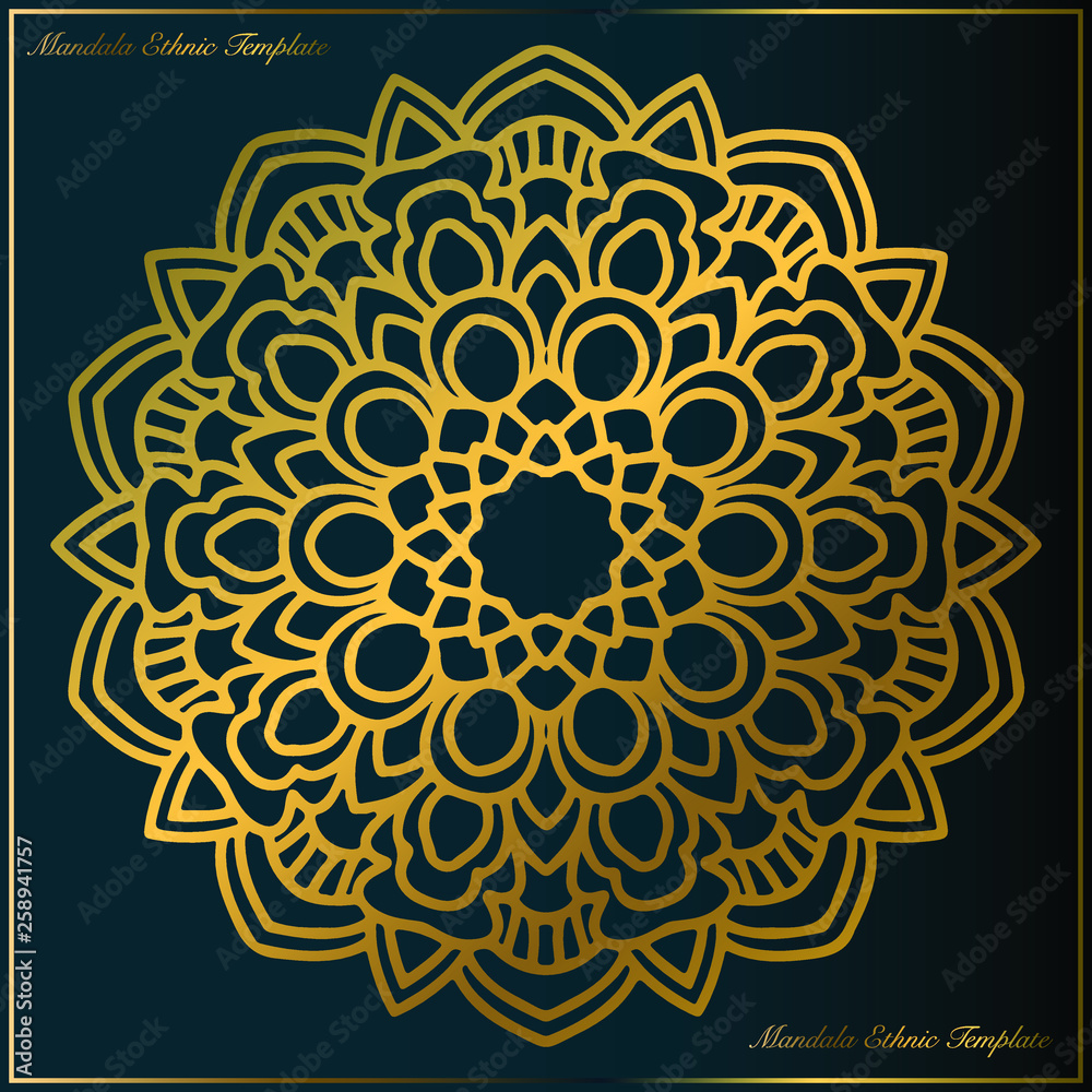 Golden mandala with abstract flower motifs Golden mandala with abstract flower motifs