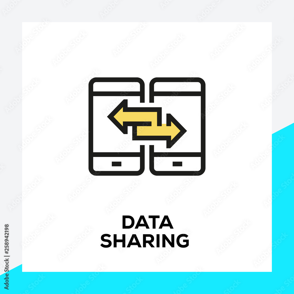 DATA SHARING LINE ICON SET DATA SHARING LINE ICON SET