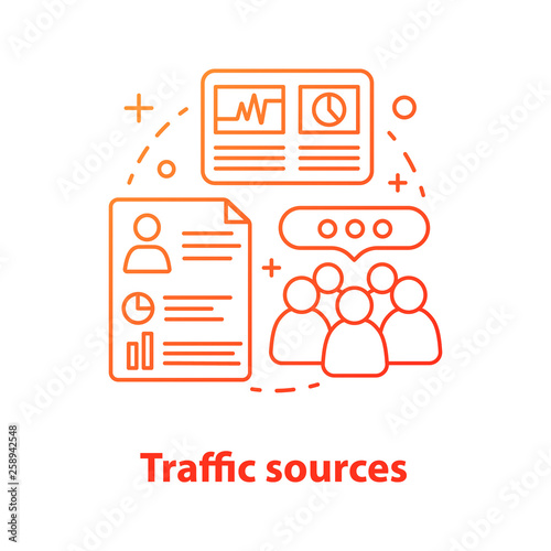 Website traffic sources concept icon