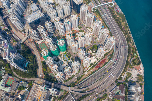 Top down view of Hong Kong city photo
