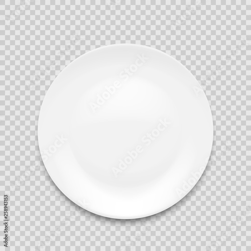 empty white plate isolated on white background. Vector illustration. photo