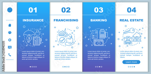 Banking onboarding mobile app page screen vector template