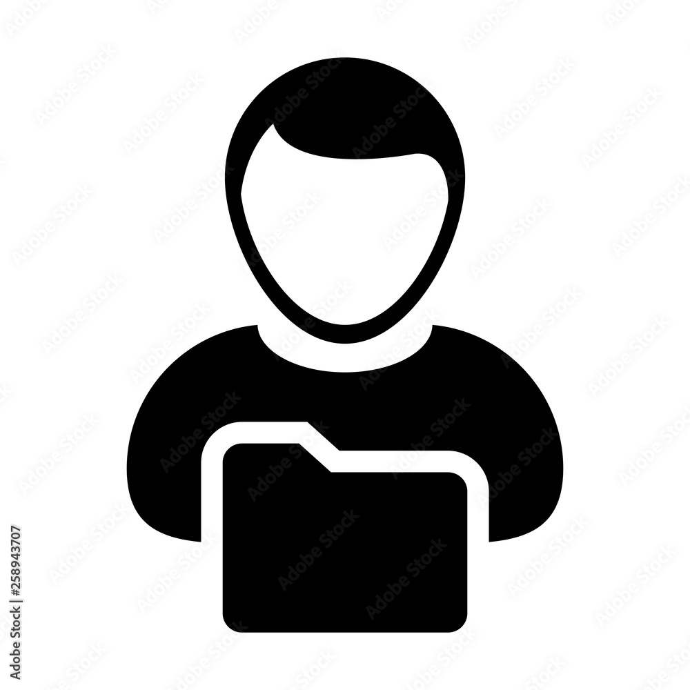 Office icon vector with male person profile avatar folder symbol for ...