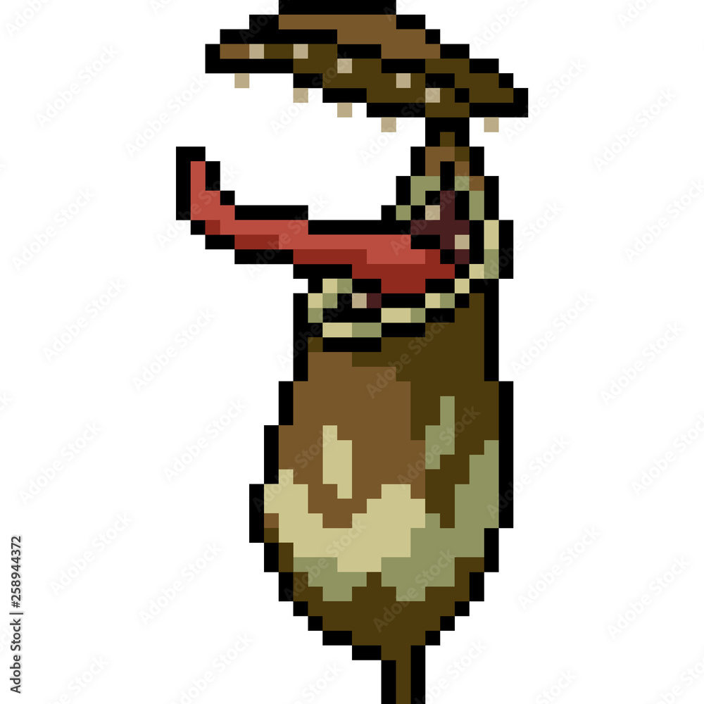 Obraz premium vector pixel art carnivore plant