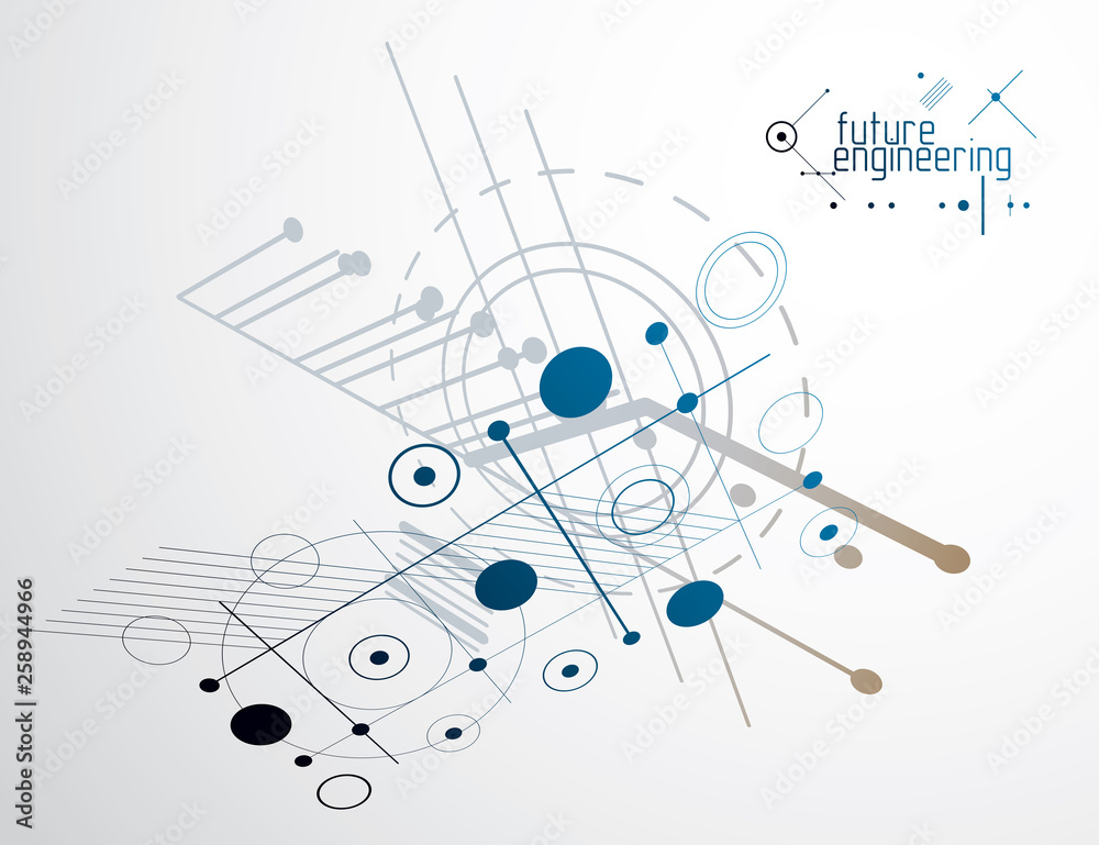 Engineering technological vector wallpaper made with circles and lines. Modern geometric composition can be used as template and layout. Abstract technical background. Engineering technological vector wallpaper made with circles and lines. Modern geometric composition can be used as template and layout. Abstract technical background.