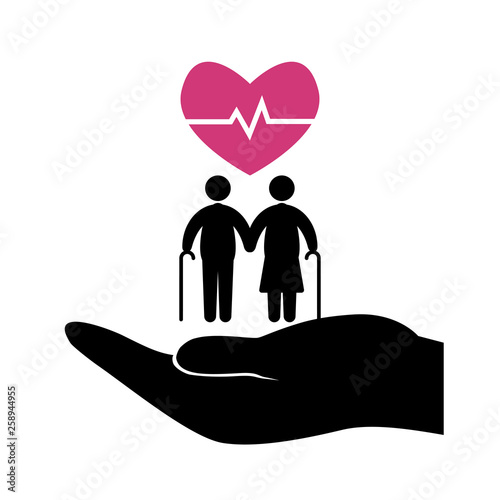 Symbols of male and female elderly. Nursing home logo. Elderly home symbol.