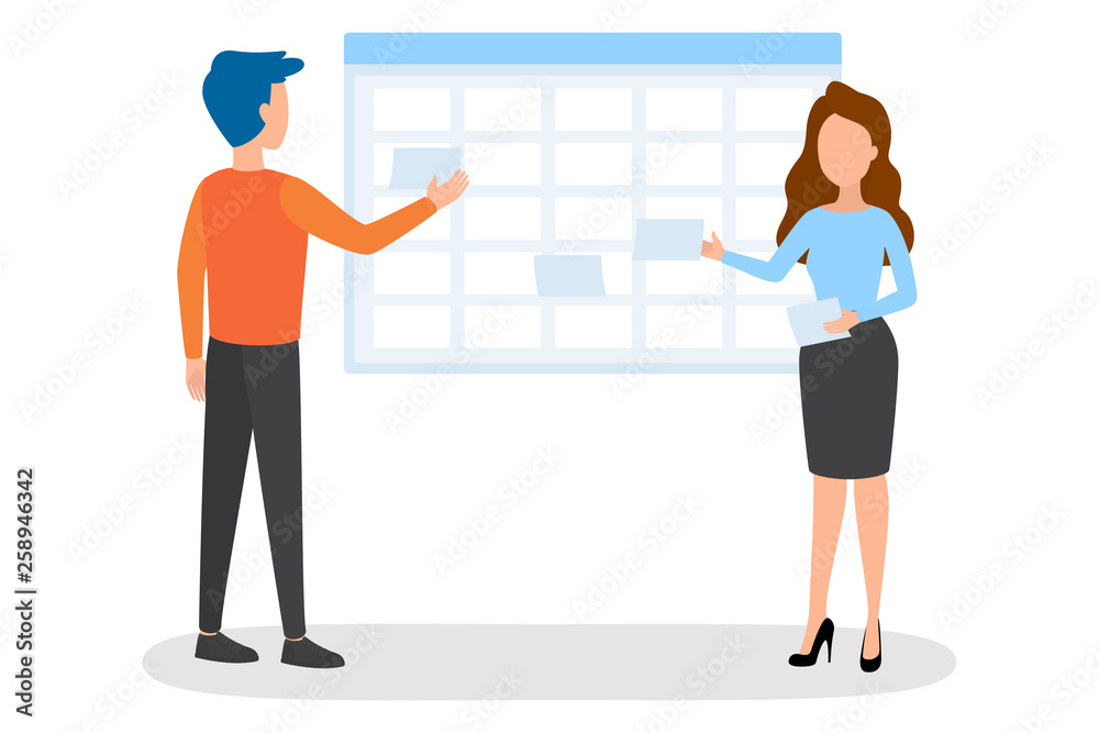 Fototapeta premium Two business person stand and talk. Businessman