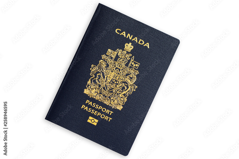 Blue biometric passport of Canada isolated on white background Blue biometric passport of Canada isolated on white background