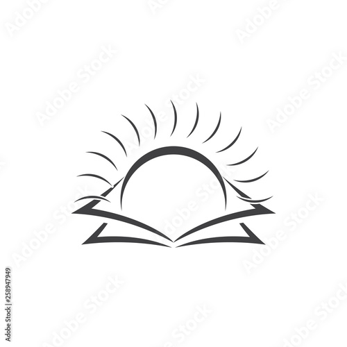 shine sun rise book education logo vector
