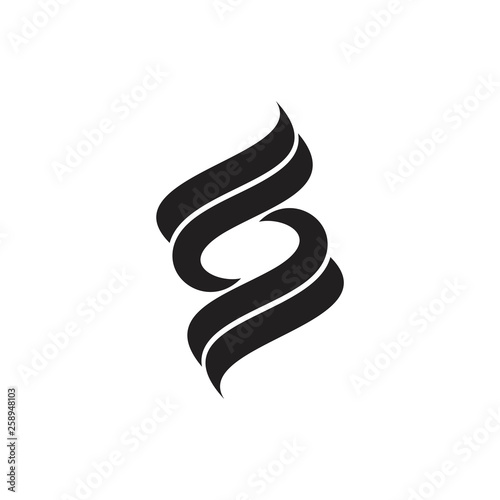 simple letter s curves stripes ribbon rotate logo vector