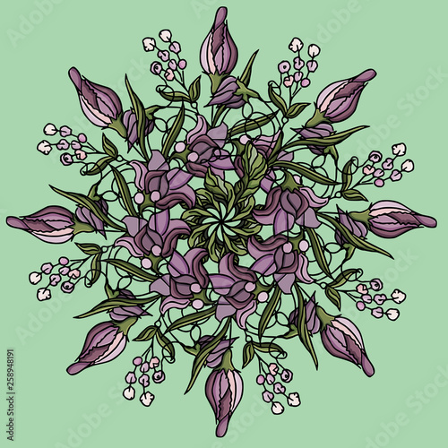 Circular ornament. Beautiful flower. Vector illustration