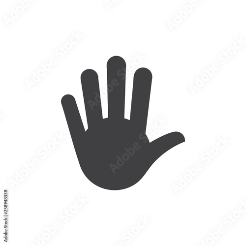 simple hand five finger stop symbol vector