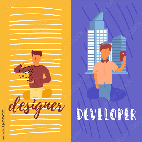 Designer young man holding a 3D model