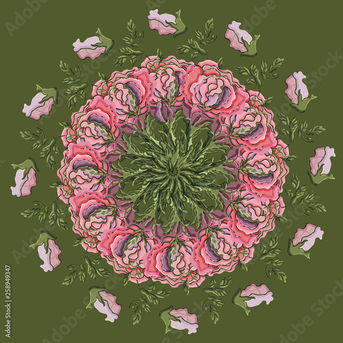 Colorful pattern.Ornament. Mandala flower. Round pattern. Flowers. Mandala. T-shirt print.Vector illustration.