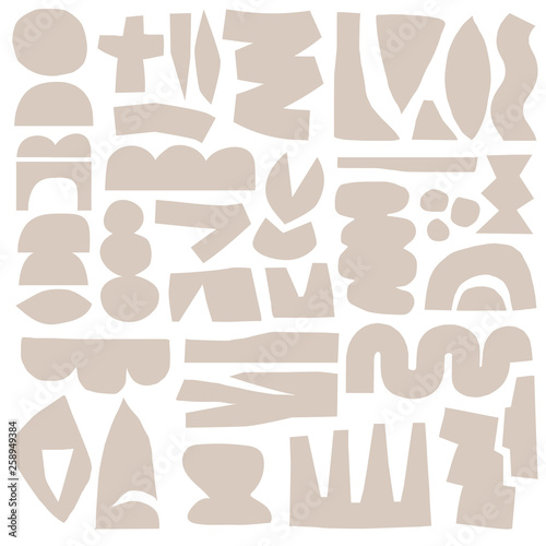 Abstract vector creative set collage with neutral color