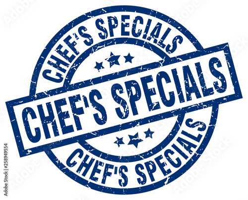 chef's specials blue round grunge stamp