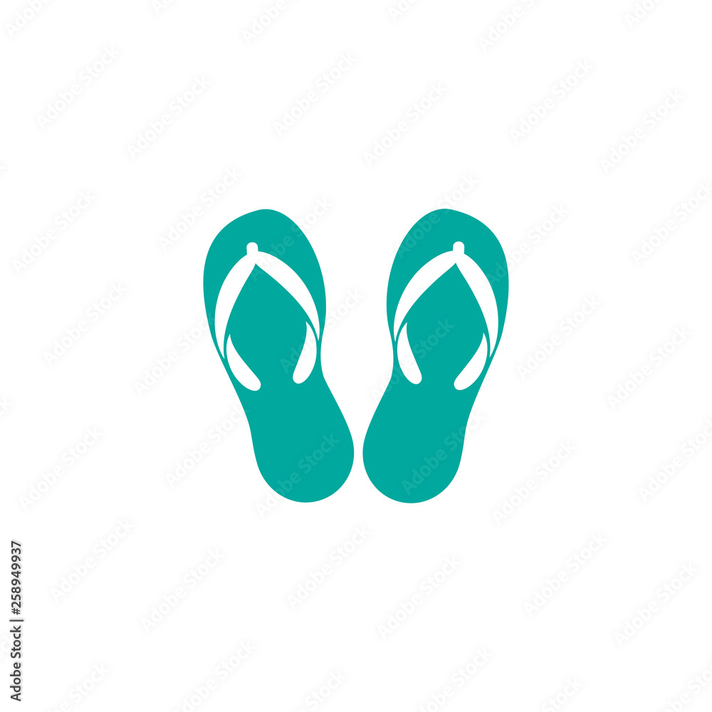 Blue slippers. Pair of flip flops, summer time vacation attribute, shoes. Blue slippers. Pair of flip flops, summer time vacation attribute, shoes.