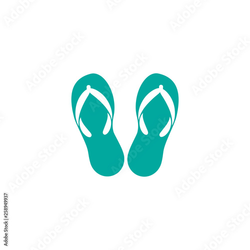 Blue slippers. Pair of flip flops, summer time vacation attribute, shoes.