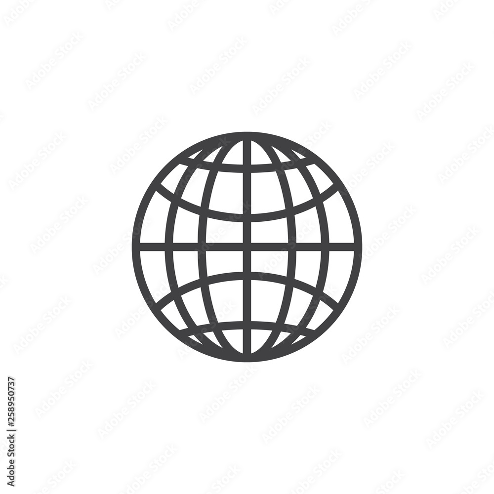 Globe grid line icon. linear style sign for mobile concept and web design. Planet Earth outline vector icon. World symbol, logo illustration. Pixel perfect vector graphics Globe grid line icon. linear style sign for mobile concept and web design. Planet Earth outline vector icon. World symbol, logo illustration. Pixel perfect vector graphics