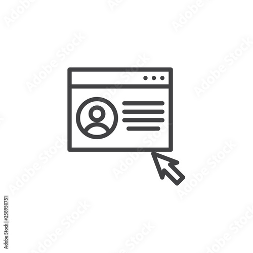 Online job application line icon. Sending curriculum vitae cv resume linear style sign for mobile concept and web design. Human resources outline vector icon. Symbol, logo illustration. Pixel perfect