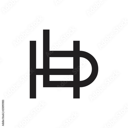 letter hb linked line design geometric logo