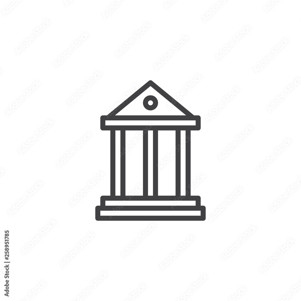 Bank building line icon. linear style sign for mobile concept and web design. Building with columns outline vector icon. Symbol, logo illustration. Pixel perfect vector graphics Bank building line icon. linear style sign for mobile concept and web design. Building with columns outline vector icon. Symbol, logo illustration. Pixel perfect vector graphics