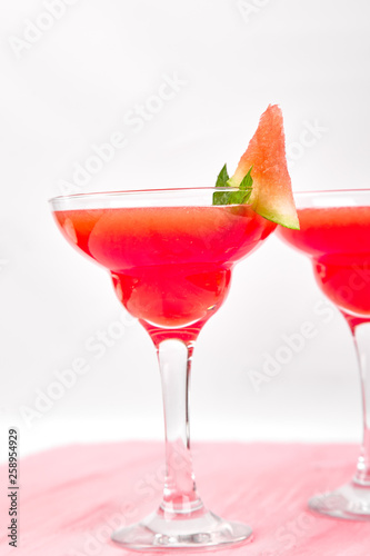 Wallpaper Mural Watermelon margarita cocktail on pink background. Fresh watermelon lemonade Torontodigital.ca
