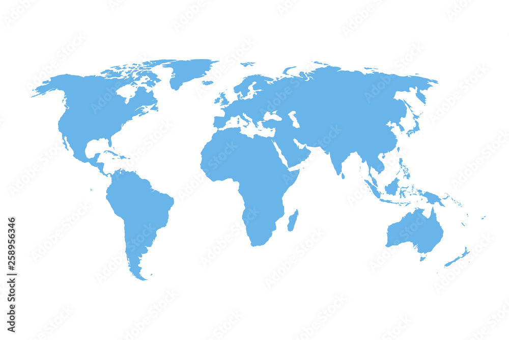 Detail vector world map - blue isolated design Detail vector world map - blue isolated design