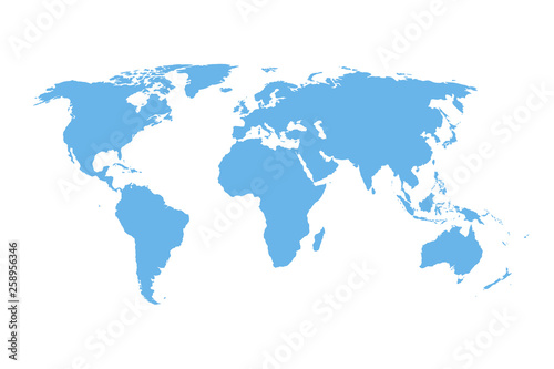 Detail vector world map - blue isolated design