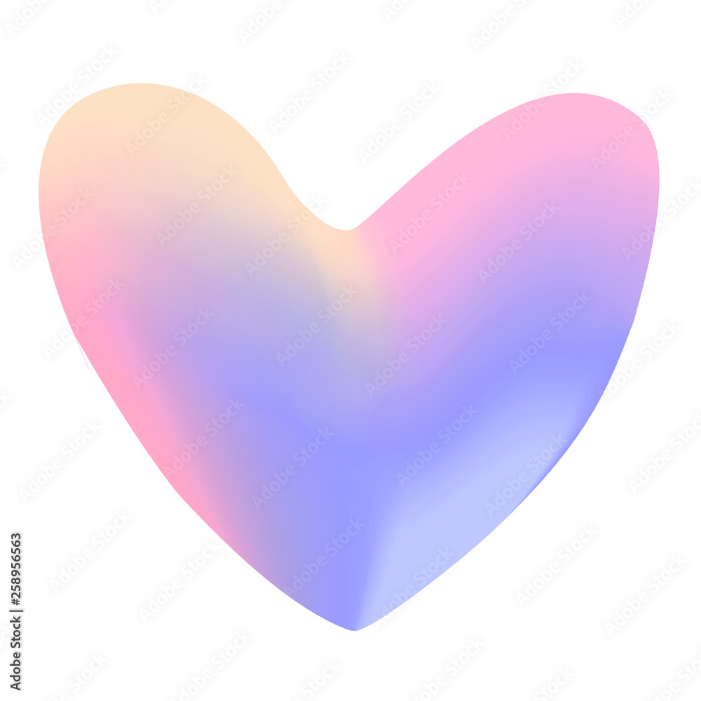 Shiny blue heart on white background. Liquid design. Free hand created