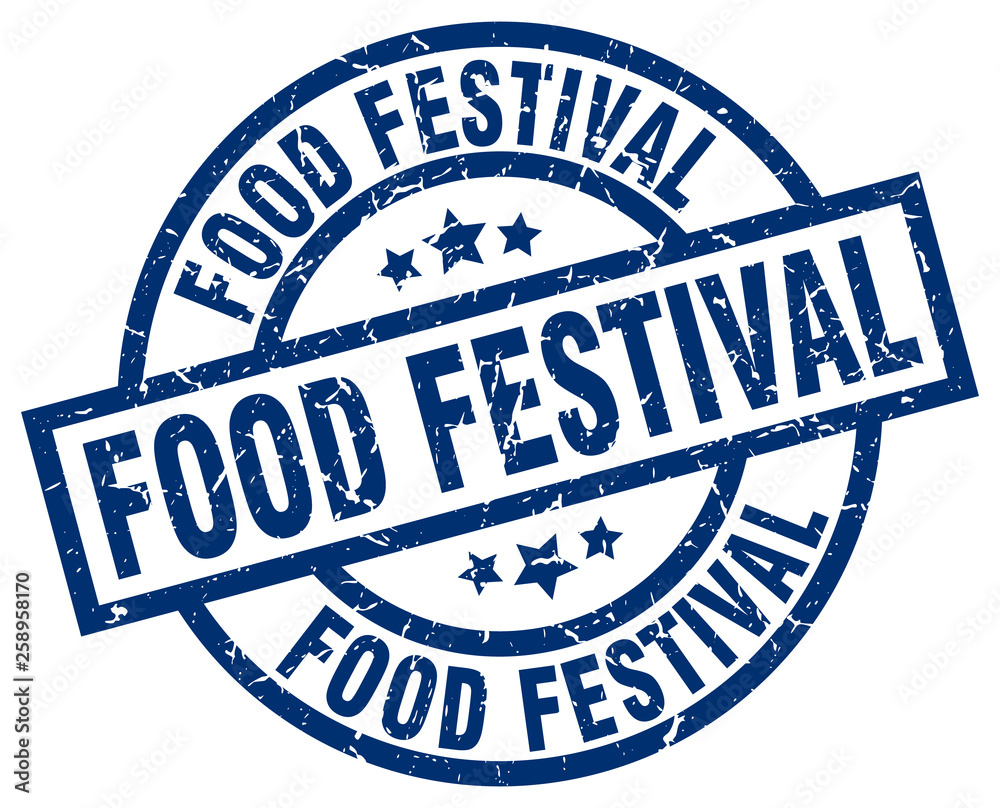 food festival blue round grunge stamp food festival blue round grunge stamp