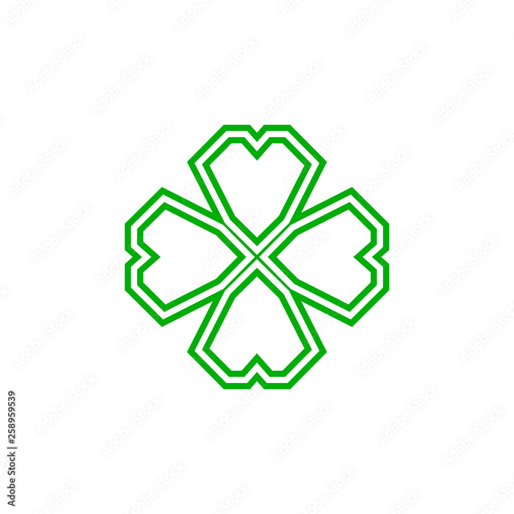 Four leaf green shamrock in Celtic style, St Patrick's day vector clover icon Four leaf green shamrock in Celtic style, St Patrick's day vector clover icon