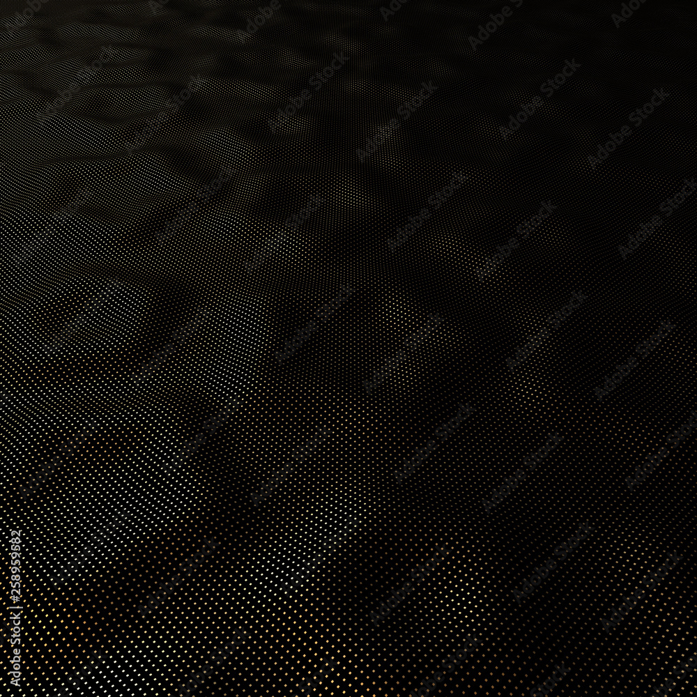 Black abstract waves with gold dots. Beautiful black background in modern style. Black abstract waves with gold dots. Beautiful black background in modern style.