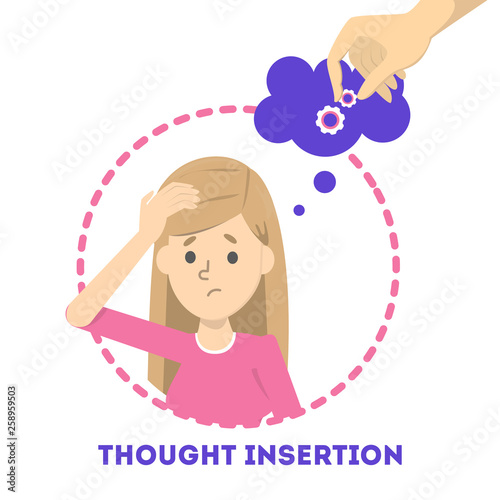 Feeling of thought insertion as symptom of schizophrenia and bipolar disorder