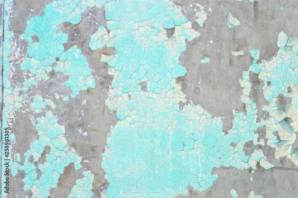 Peeling paint on wall blue grunge material texture