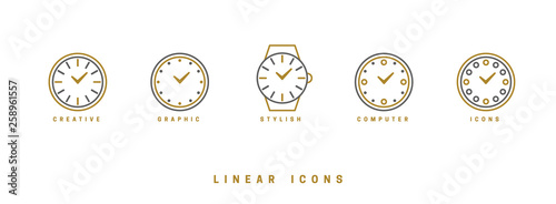 Icons clock linear style. Time icon vector graphic